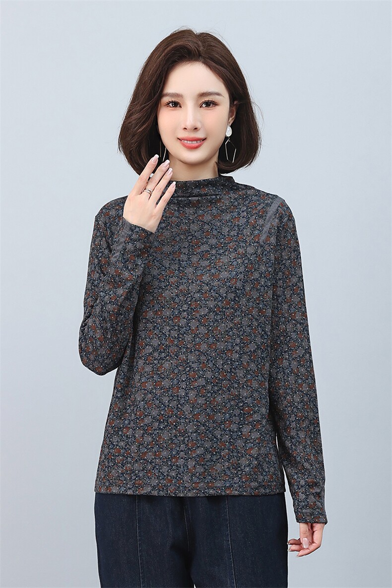 时尚印花高领长袖卫衣修身显瘦保暖女装上衣,女装卫衣/绒衫,叶笙衣