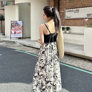 【新款现货】风水墨印花撞色连衣裙 P90 K138图片