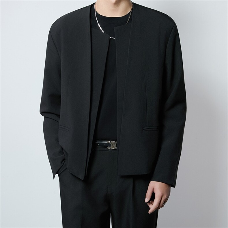 秋冬款男女立领无扣西装开衫结构垫肩西服外套JK0039P60，男装西服套装，星座1013-1