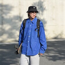 C6085/P40秋装Cityboy水洗灯芯绒衬衫男长袖衬衣大松外套上衣男，男装衬衫，电商A141