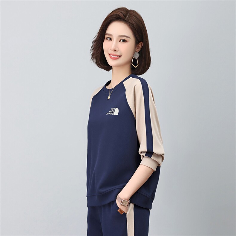 时尚拼色刺绣卫衣秋季新款宽松显瘦长袖上衣,女装卫衣/绒衫,依恋蒂丝