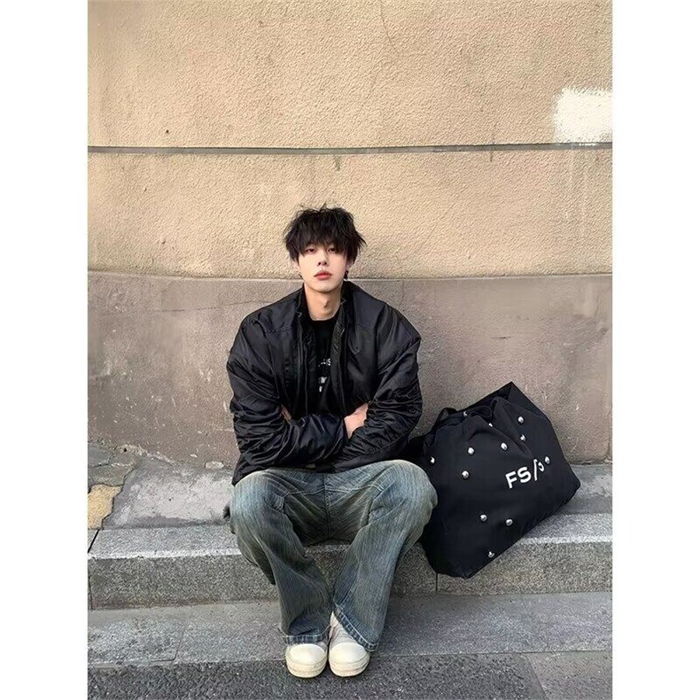 竹节纹复古蓝牛仔裤男款高街美式vibe裤子高个子加长版直筒微喇裤,男装牛仔裤,星座603-2