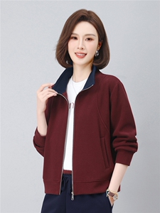 长期有货时尚拼色立领开衫卫衣短款外套女2026春秋休闲运动服上衣图片