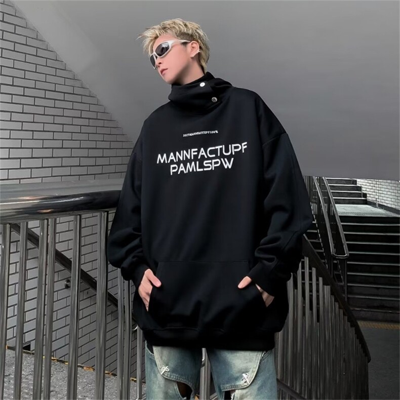 秋季美式复古潮牌oversize卫衣男高级感半高领连帽上衣W7951-P48,男装卫衣,星座512-4