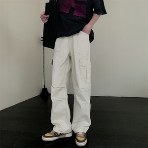 现货 100棉双色立体褶皱工装裤直筒版型男女同款休闲裤纯棉101P55图片