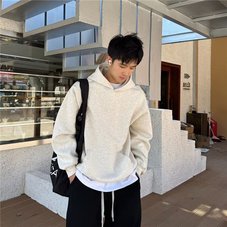 网图现货华棉380克无帽绳加绒连帽卫衣A025-W006-特P35加绒40,男装卫衣,电商A025