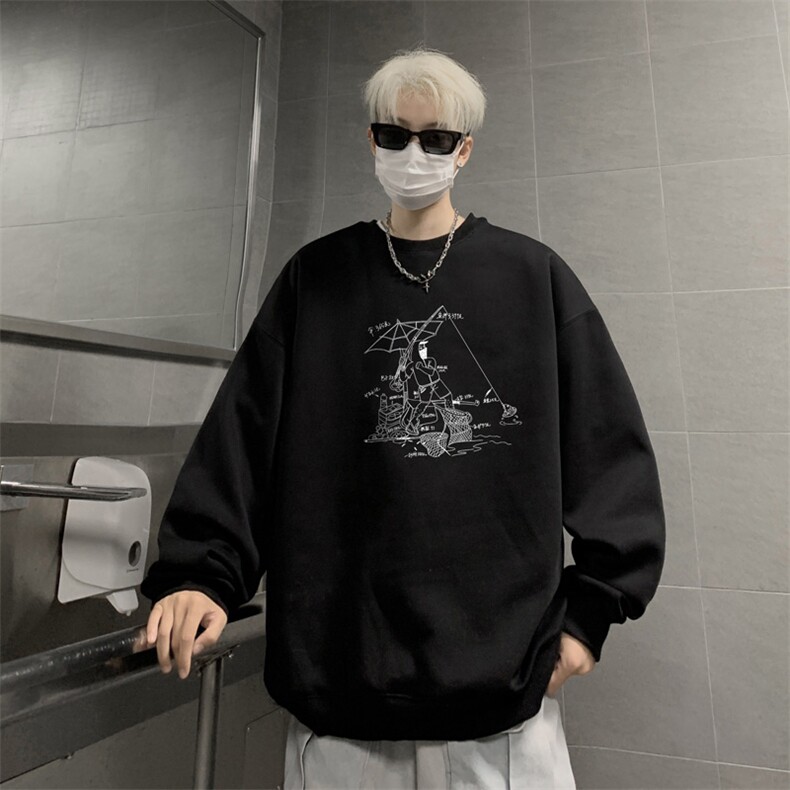 ！圆领卫衣男装港风长袖t恤男外套男WY533-特P23,男装T恤,电商B371