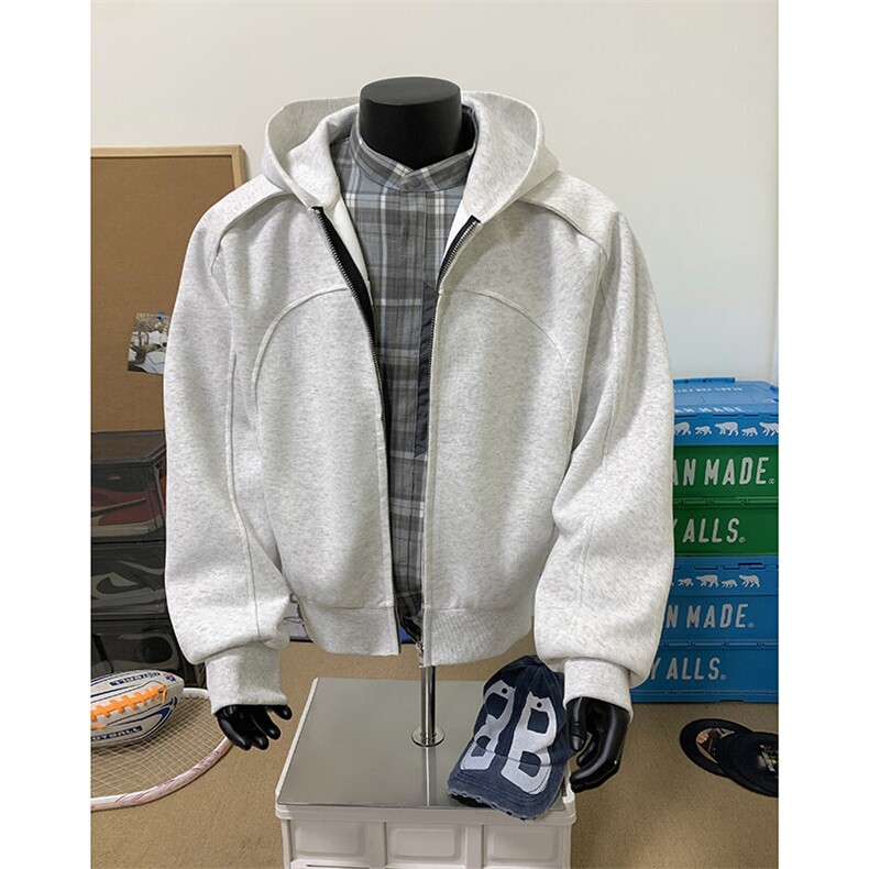 假模主推500克重磅大廓形连帽卫衣cleanfit宽松拉链外套D391P88,男装卫衣,电商A335-1（原A458）