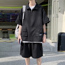 nis短袖短裤夏季休闲套装2025夏季男港风宽松T恤 XZ212-QT351-P45图片