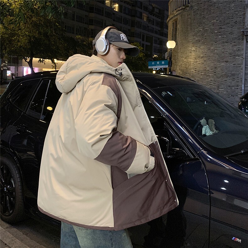 EQ338拼接撞色冬季加厚工装棉衣外套男2024新款棉服,男装棉衣,电商C306-1