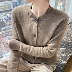 2025年秋季常规款通勤长袖经典百搭开衫，女装针织衫/毛衣，兰皓羊绒