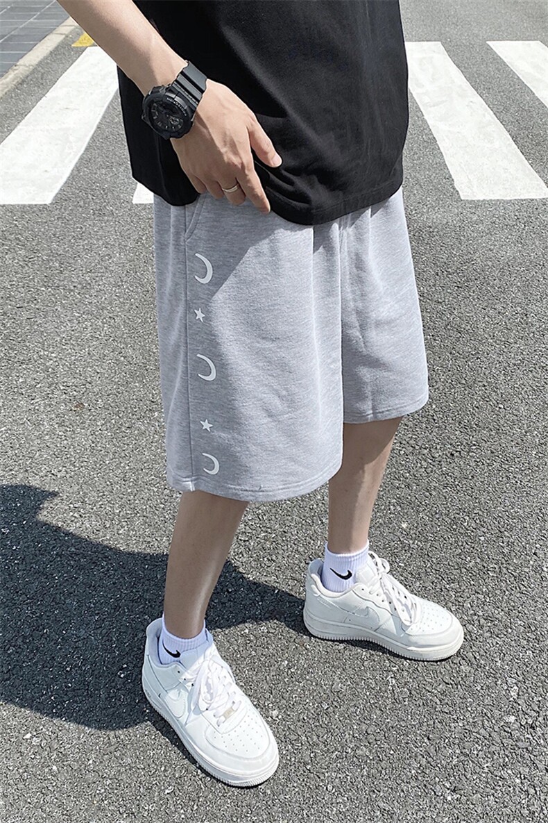 夏季运动裤宽松打篮球印花五分裤休闲短裤阔腿中裤潮6128/P25,男装休闲裤,星座1506-1