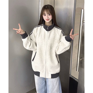 抖音得物高品质26春装美式高街重磅结构拼接织带立领卫衣外套CM42图片