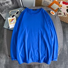 2024新款纯棉纯色男士长袖T恤打底衫情侣200克纯棉A158-T889-P18图片