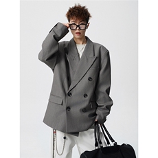 双排扣大码M-5XL西服男成分96%聚酯纤维4%氨纶XF78127P85控128，男装西服，星座227-7