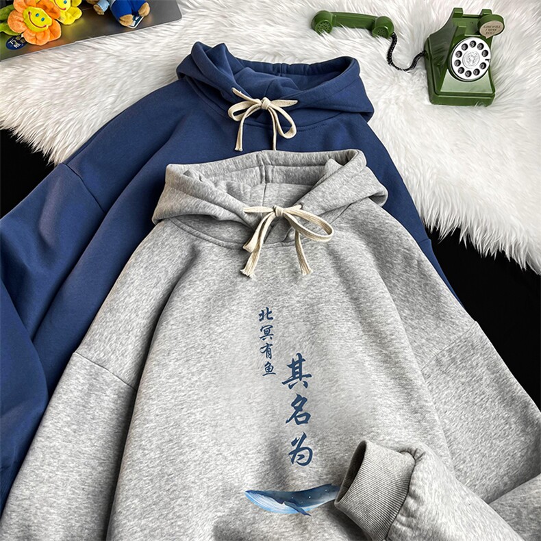 WY2261-P35加绒款-P40纯棉连帽卫衣男大码运动帽衫宽松薄,男装卫衣,电商A040