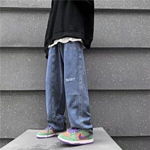韩版潮流牛仔裤水洗ins复古字母印花N265P40图片