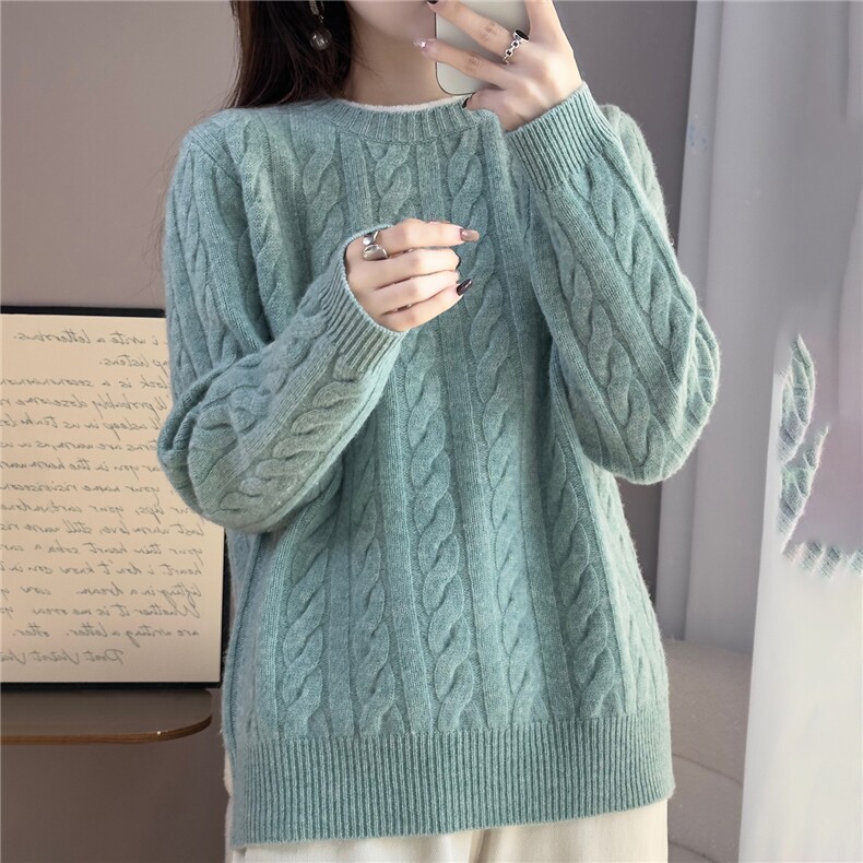 2025年秋季时尚百搭通勤简约休闲麻花假两件，女装羊毛衫，佰米娇羊绒