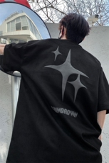 1麂皮绒重磅260克短袖发泡印花大码M-5XL短袖T恤男DT77016P38控58，男装T恤，星座226-2