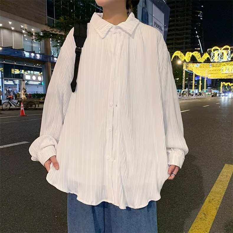 长袖衬衫男港风日系韩版压褶长袖衬衫HC89P33,男装衬衫,星座1116-2