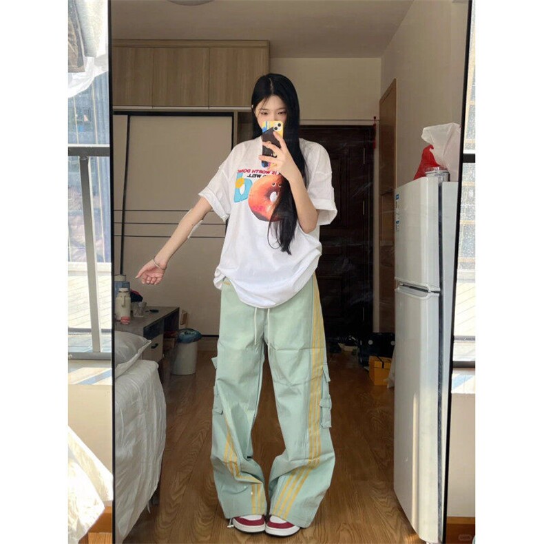 KZ02ZZ-特46美式复古条纹工装裤男夏季潮牌高街运动速干冲锋裤,男装休闲裤,星座1007（原301D）