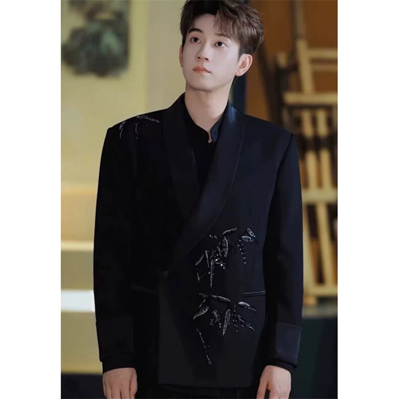 小众重工刺绣立体花朵西服男士2026秋季高级感西装外套XZ121,男装西服套装,星座1116A（原606A-3）