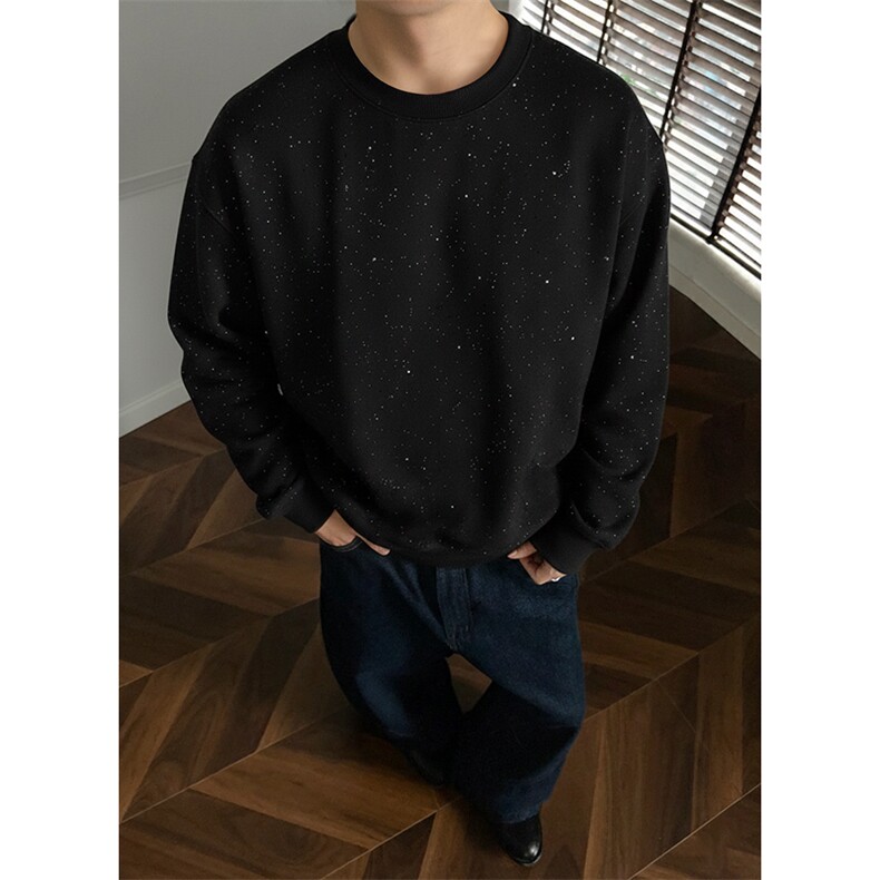 抖音得物品质26春装新款男女美式高街宽松全棉满天星圆领卫衣CM09,男装卫衣,电商A486