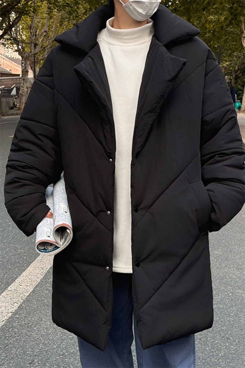 MY5082/P110冬季新男士中长款棉衣男宽松大码西服领棉服保暖棉袄,男装西服,电商A141