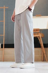8XL-M亚麻裤男肌理感冰丝薄款休闲裤长裤男宽松百搭情侣裤K919P58图片