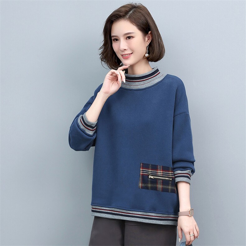 时尚潮流舒适卫衣/绒衫长袖2021年冬季休闲高领优雅，女装卫衣/绒衫，悦见她