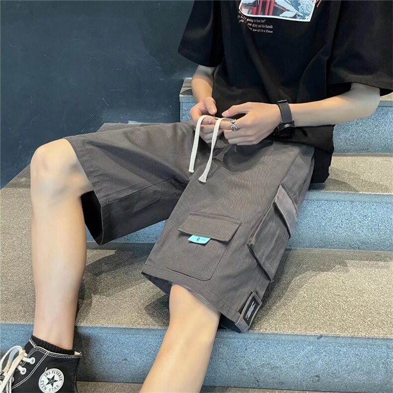 多口袋工装短裤男夏季薄款ins宽松直筒百搭休闲五分裤K4121-P30,男装休闲裤,星座512-2