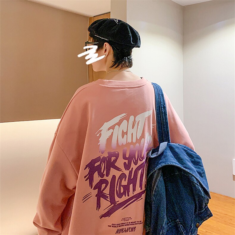 2023秋款新品青少年港风潮牌印花圆领运动卫衣男女同款W401-P30,男装卫衣,电商A441-1