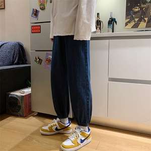 男装港风松紧裤宽松束脚抽绳九分牛仔裤DM08-P40图片
