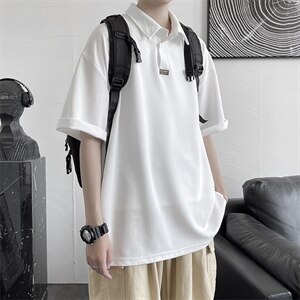 港风夏季新款简约polo衫棉麻宽松翻领短袖A177/T555图片