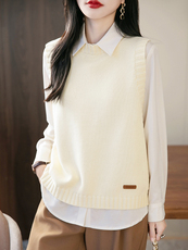 2025秋冬新款纯棉针织坎肩背心女休闲宽松外穿针织马甲叠穿上衣潮，女装针织衫/毛衣，丹芙娇羊绒