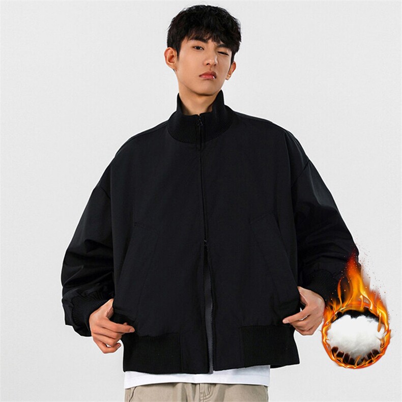 抖音得物美式潮休闲夹克春季立领纯色复古工装加厚棉服外套AMY02，男装夹克，电商A443