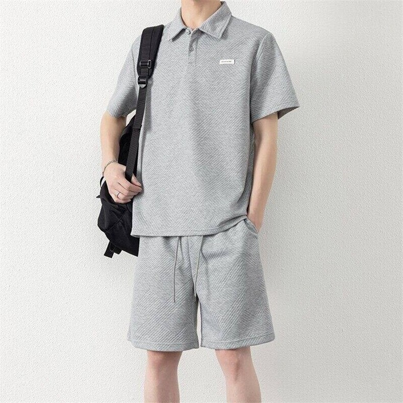 纯色二开TZ25305-特P55休闲运动套装男夏季新款短袖t恤短裤两件套,男装牛仔裤,电商D310B