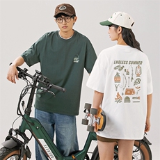 2025夏季新款男装日系潮牌印花圆领宽松短袖休闲T恤半袖T888-F40，男装T恤，电商A101（原外27）