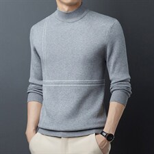 圆领长袖毛衣春秋季2023新款中年商务休闲纯色羊毛男士针织衫，男装针织衫/毛衣，电商B212（原钱塘6029）
