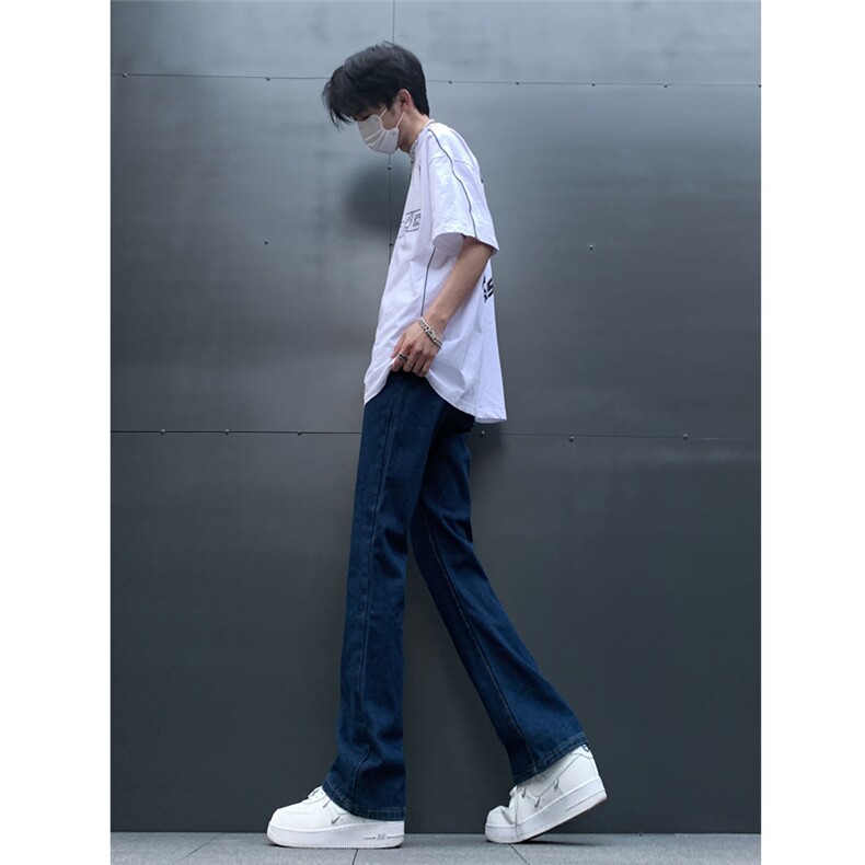 自家图主推货足大码黑色毛边微喇黄泥牛仔裤直筒裤K10-P50,男装牛仔裤,星座205