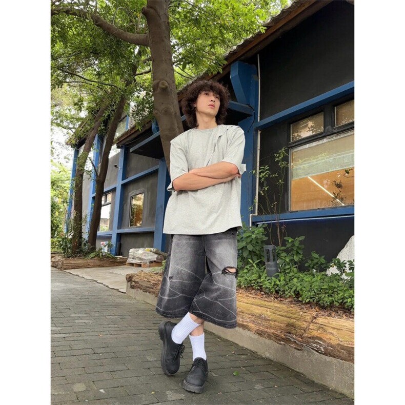 【有货】DXT78LL-特P35cleanfit花灰色拼接解构风度短袖t恤设计,男装T恤,星座1007（原301D）