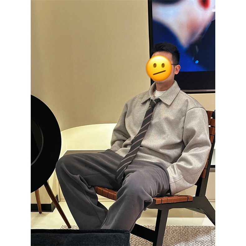 送领带短宽外套美式复古老钱风松弛polo翻领卫衣G1180特P50，女装短外套，电商A339