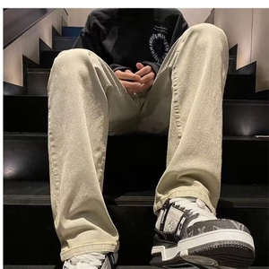 牛仔裤男长裤青春流行潮流新款水洗潮时尚拉链百搭春季直脚简约图片