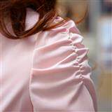 时尚修身显瘦粉色连衣裙优雅V领长袖设计，女装连衣裙，雪樱依海