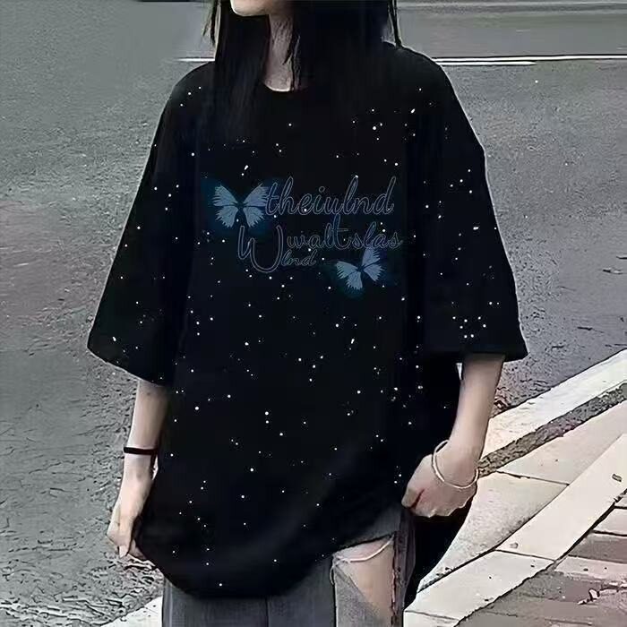 美式满天星重磅复古纯棉短袖T恤男轻奢春季ins仿刺绣印花高街潮牌,男装T恤,星座715-4