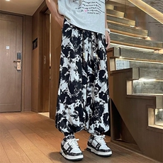 潮夏季青少年标准免烫新中式风休闲裤扎染宽松灯笼裤纯色X907，男装休闲裤，星座506