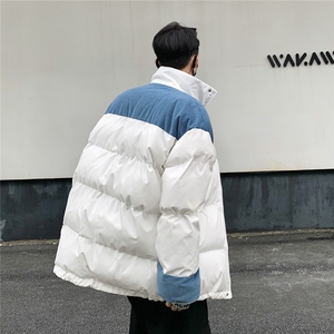 港风立领灯芯绒拼接撞色棉衣男成分：聚酯纤维8718P128控168图片