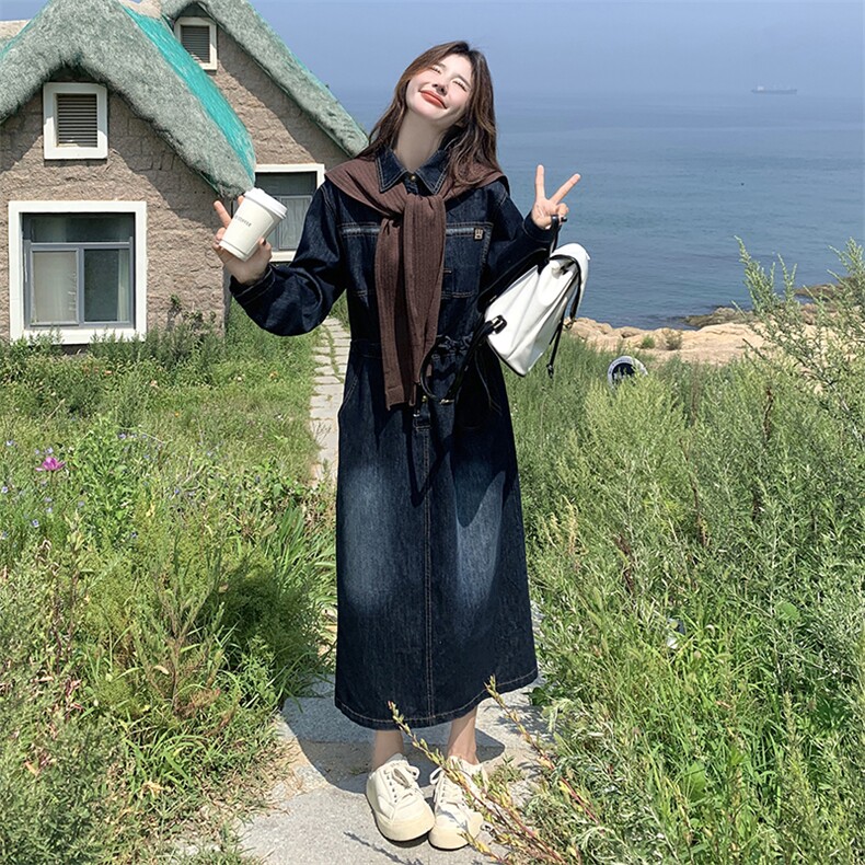 春季新款牛仔连衣裙女中长款显瘦宽松百搭时尚潮流女装图片