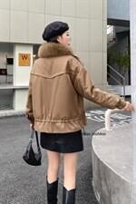 韩版不规则大毛领宽松小个子派克羽绒服，女装羽绒服，祖玛