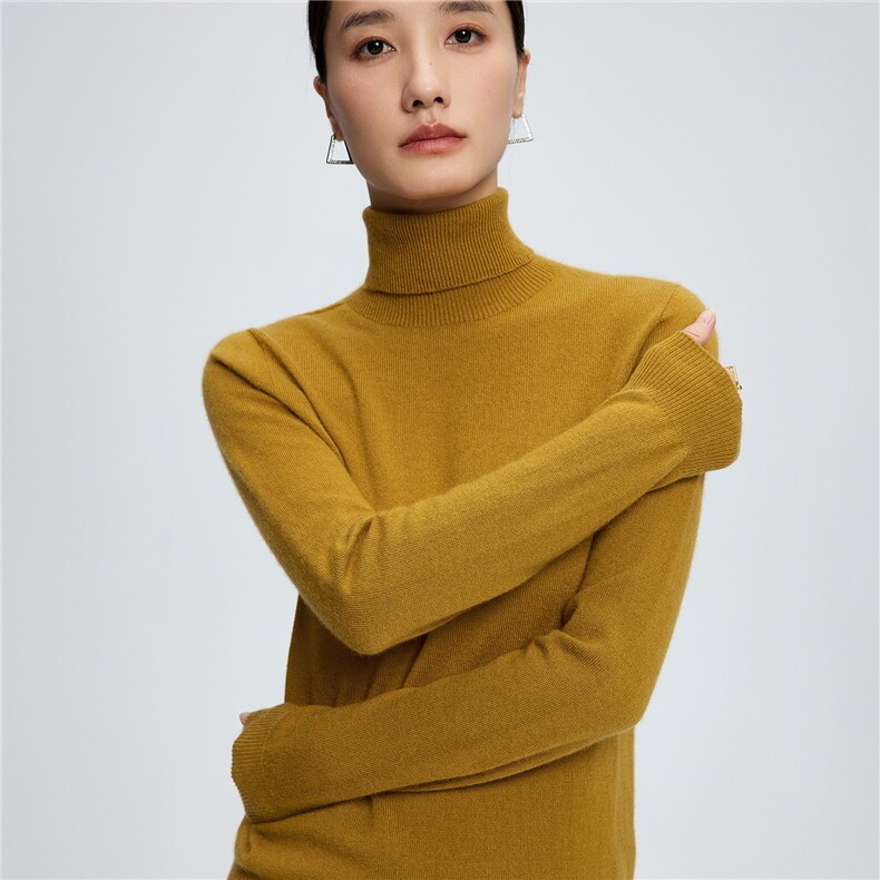 2025秋冬百搭时尚简约半高领长袖针织衫,女装羊绒衫,玛卡隆羊绒